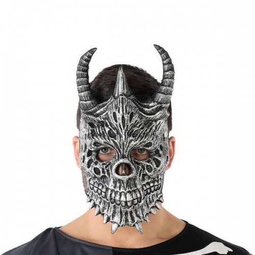 Bigbuy Carnival Maska Halloween Dēmons vīrietis Skelets Pelēks (20 X 33 cm) image 1