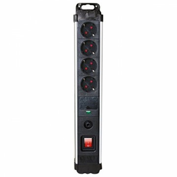 4-kontaktligzdu korpuss ar strāvas slēdzi Silver Electronics 3680W Melns