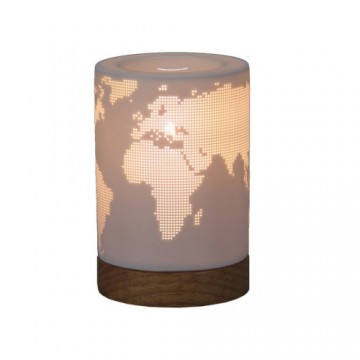 Bigbuy Home Galda lampa Pasaules Karte Koks Porcelāns