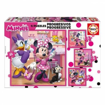 Puzle un domino komplekts Minnie Mouse Happy Helpers Progresīvs 12-16-20-25 Daudzums
