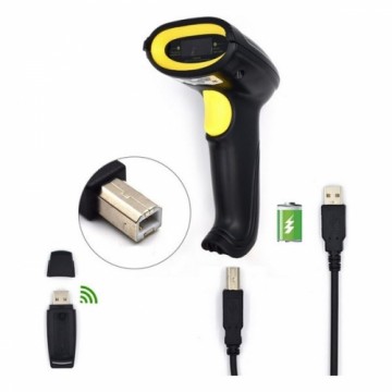 Kabeļu Svītrkoda Skeneris ar Stendu Ewent EW3430 LED USB Melns
