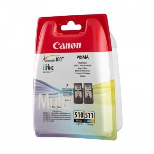 Oriģinālais Tintes Kārtridžs (2 gab. iepakojumā) Canon PG-510/CL511 Trīskrāsu Melns image 2