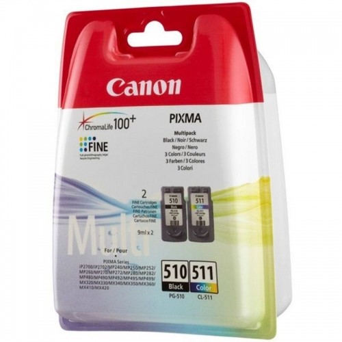Oriģinālais Tintes Kārtridžs (2 gab. iepakojumā) Canon PG-510/CL511 Trīskrāsu Melns image 3
