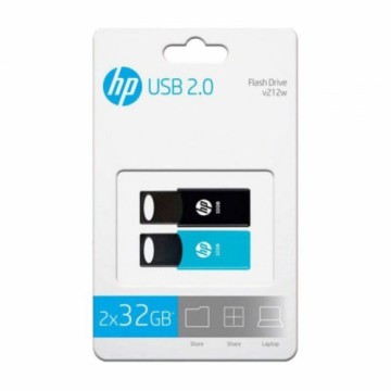 USB Zibatmiņa HP 212 USB 2.0 Zils/Melns (2 uds)