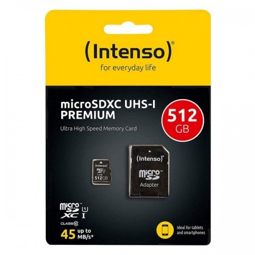 Mikro SD Atmiņas karte ar Adapteri INTENSO 3423493 512 GB 45 MB/s image 1