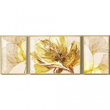 Glezna DKD Home Decor Alumīnijs Цветы Koks MDF (3 pcs) (240 x 3 x 80 cm)
