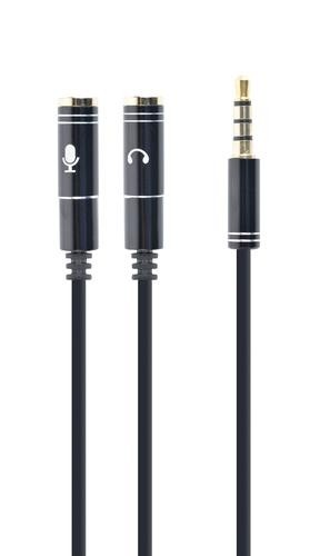 Gembird !Adapter audio microphon 3.5mm mini Jack/4PIN/0. audio cable 0.2 m 2 x 3.5mm Black image 1