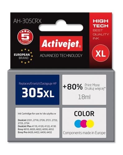 Activejet AH-305CRX ink for HP printer; HP 305XL 3YM63AE replacement; Premium; 18 ml; color image 1