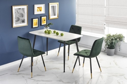 Halmar MARCO table, color: top - white marble, legs - black image 1