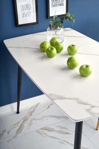 Halmar MARCO table, color: top - white marble, legs - black image 2