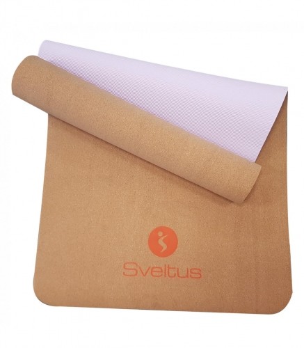 Yoga mat SVELTUS 1303 183x61x0,5cm Cork / pink image 1