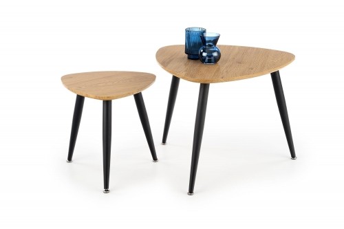 Halmar NICEA 2, set of two coffee tables, color: golden oak / black image 1