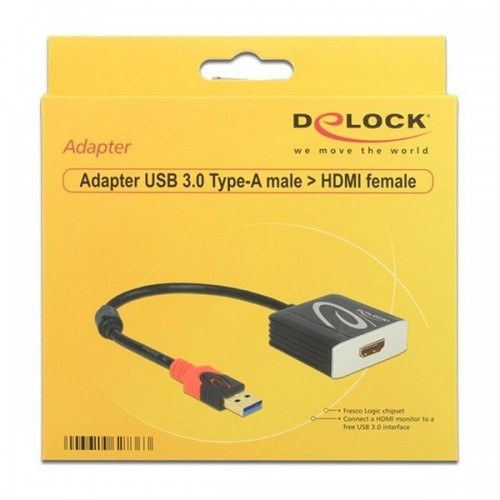 USB 3.0 uz HDMI Adapteris DELOCK 62736 20 cm Melns image 2