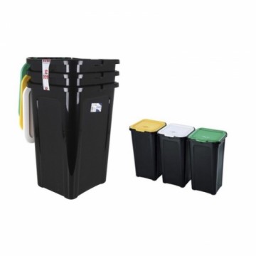 Atkārtoti Pārstrādājamo Atkritumu Tvertne Tontarelli 44 L Melns (38,5 x 34,5 x 54,5 cm) (3 Uds)