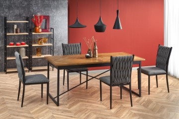 Halmar ALVARO extension table, color: top - honey oak, legs - black