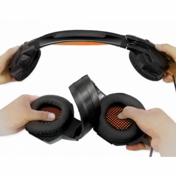 REAL-EL GDX-7700 SURROUND 7.1 spēļu austiņas ar mikrofonu, melni oranžs