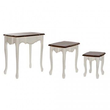 3 galdu komplekts DKD Home Decor Balts (3 pcs) (60 x 40 x 66 cm)