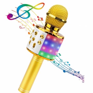 Bemi M85 Karaoke Prieka Efektu Mikrofons ar skaļruņiem un Ierakstu Micro USB AUX Zeltains