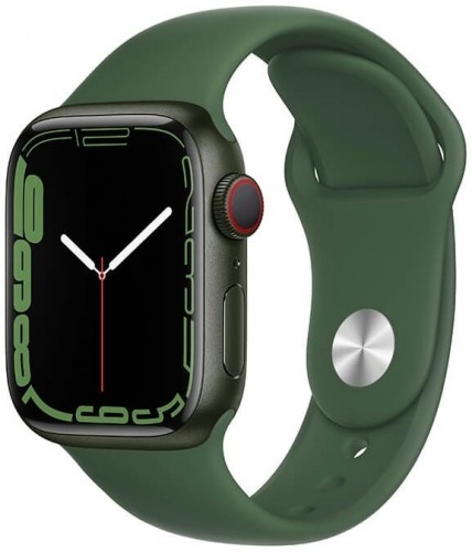 Apple Watch 7 GPS + Cellular 41mm Sport Band, green/clover (MKHT3EL/A) image 1