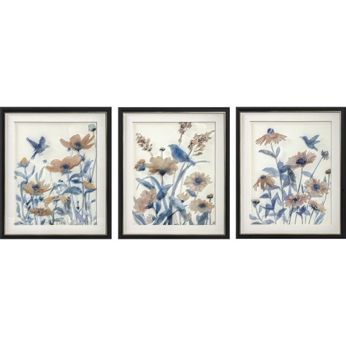 Glezna DKD Home Decor Цветы (50 x 2 x 60 cm) (3 pcs) image 1