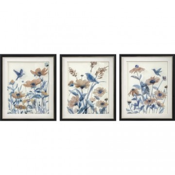 Glezna DKD Home Decor Цветы (50 x 2 x 60 cm) (3 pcs)