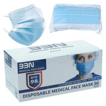 Bigbuy Wellness Гигиеническая маска Синий Для взрослых (50 uds)