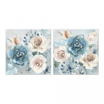 Glezna DKD Home Decor Цветы (80 x 3 x 80 cm) (2 pcs)