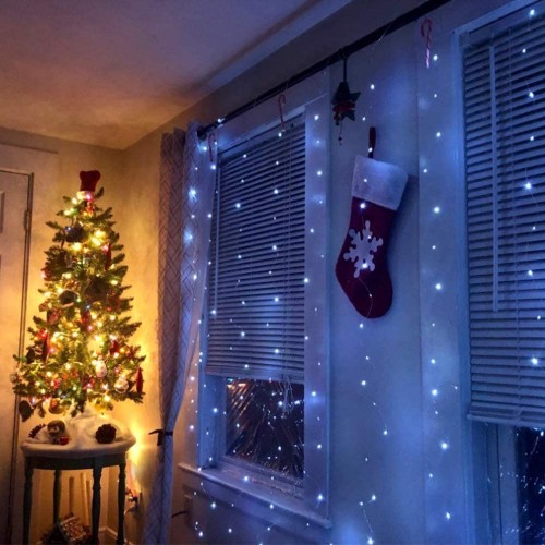 300 LEDs USB fairy lights curtain (3x3m) and 8 modes with remote control timer (Pure White) image 3