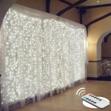 300 LEDs USB fairy lights curtain (3x3m) and 8 modes with remote control timer (Pure White)