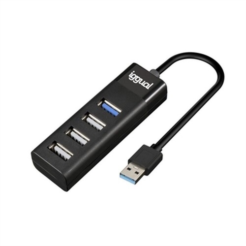 4-Port USB Hub iggual IGG317686 Melns image 1
