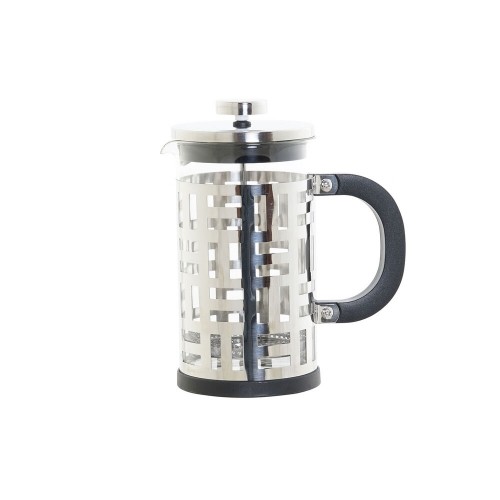 Kafijas Vārītājs ar Spiedni DKD Home Decor Melns Nerūsējošais tērauds Sudrabs Borosilikāta glāze (600 ml) image 1