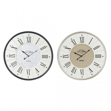 Sienas pulkstenis DKD Home Decor Pelēks Bēšs Dzelzs Koks MDF (2 pcs) (60 x 5 x 60 cm)