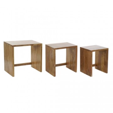 3 galdu komplekts DKD Home Decor Koks Akācija (51 x 36 x 51 cm) (3 pcs)