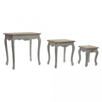 3 galdu komplekts DKD Home Decor Koks Balts (60 x 40 x 61 cm) (3 pcs)