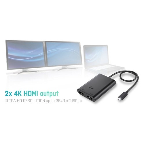 Display Porta uz HDMI Adapteris i-Tec C31DUAL4KHDMI        Melns 4K Ultra HD image 4