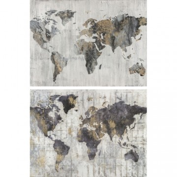 Glezna DKD Home Decor Pasaules Karte (120 x 2.4 x 90 cm) (2 pcs)