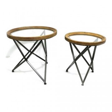 Набор из двух столиков DKD Home Decor Стеклянный Металл (65 x 65 x 63 cm) (2 pcs)