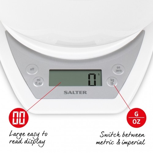 Salter 1024 WHDR14 Digital Kitchen Scales with Dual Pour Mixing Bowl white image 5