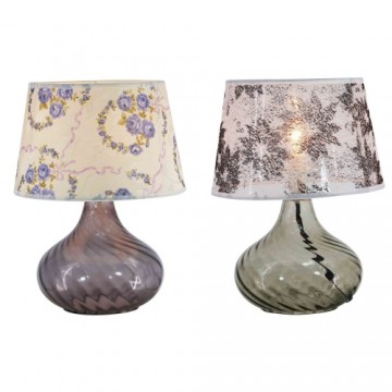 Galda lampa DKD Home Decor Stikls Poliesters Цветы (25 x 25 x 32 cm) (2 pcs)