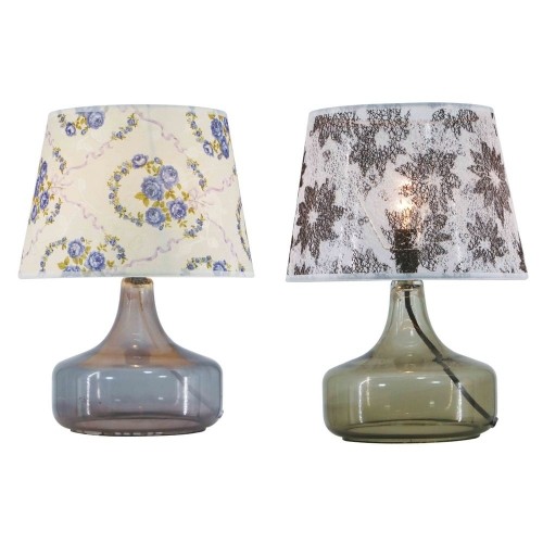 Galda lampa DKD Home Decor Stikls Poliesters Цветы (28 x 28 x 38 cm) (2 pcs) image 1
