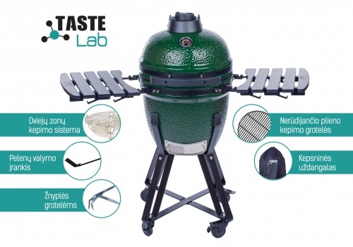 Ceramic barbecue KAMADO TasteLab 18 Green with accessories image 1