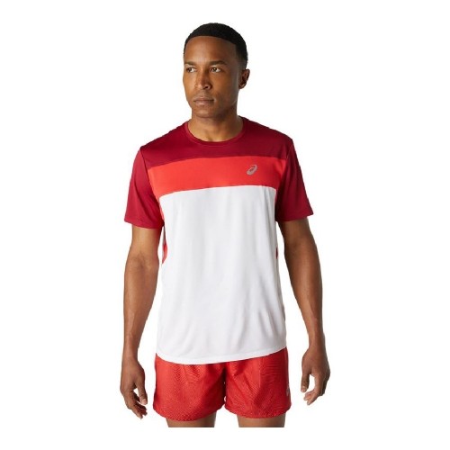 Vīriešu Krekls ar Īsām Piedurknēm Asics Race Balts Sarkans image 1