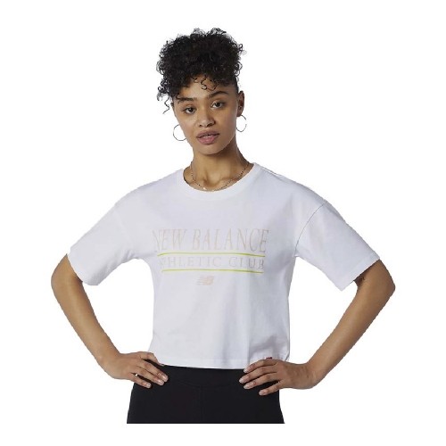 Sieviešu Krekls ar Īsām Piedurknēm New Balance Essentials Athletic Club Boxy Balts image 1