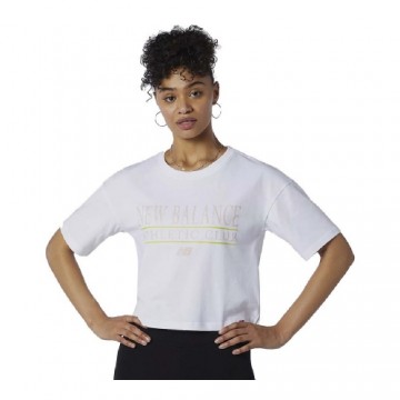 Sieviešu Krekls ar Īsām Piedurknēm New Balance Essentials Athletic Club Boxy Balts