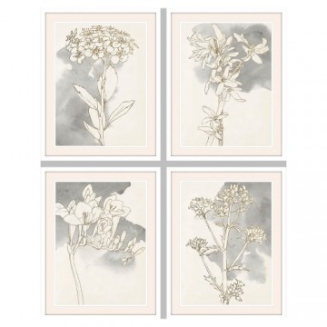 Glezna DKD Home Decor Цветы (55 x 2.5 x 70 cm) (4 pcs)