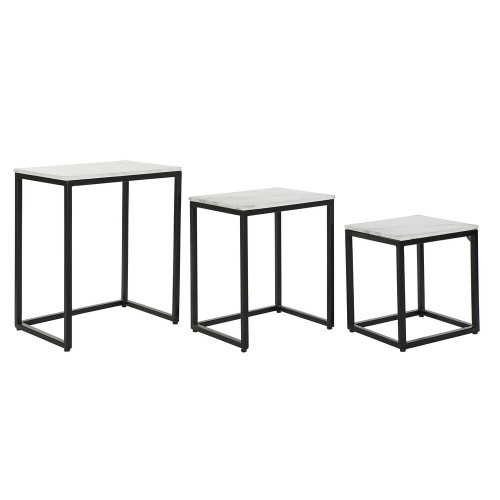 3 galdu komplekts DKD Home Decor Melns Balts Marmors Dzelzs (50 x 35 x 60.5 cm) (3 pcs) image 1