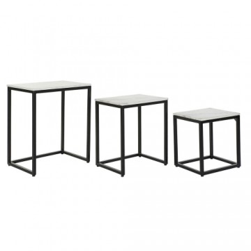 3 galdu komplekts DKD Home Decor Melns Balts Marmors Dzelzs (50 x 35 x 60.5 cm) (3 pcs)