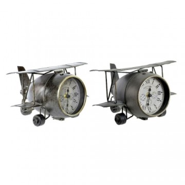 Настольные часы DKD Home Decor Самолет Стеклянный Серый Зеленый Железо (26 x 21 x 15 cm) (2 pcs)