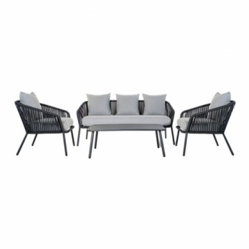 Dīvāns un galda komplekts DKD Home Decor Dārzs Pelēks Poliesters Alumīnijs (4 pcs)