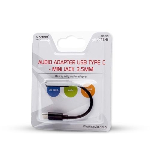 Savio AK-35/B cable gender changer USB Type 3.1 C Jack 3.5mm Black image 2